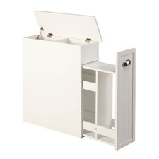 OakRidge Slim Bathroom Storage Cabinet with Slide-Out Shelf Hinged Lid, 7-In.