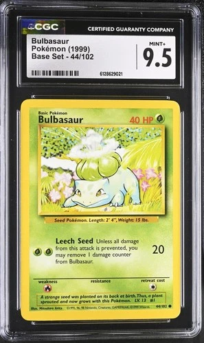 CGC 9.5 Bulbasaur 44/102 1999 Pokemon Base Set Unlimited Card Graded Mint+