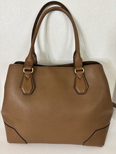 Nine West Brown Pebbled Satchel Gold Hardware Inner Pockets Double Handles Women