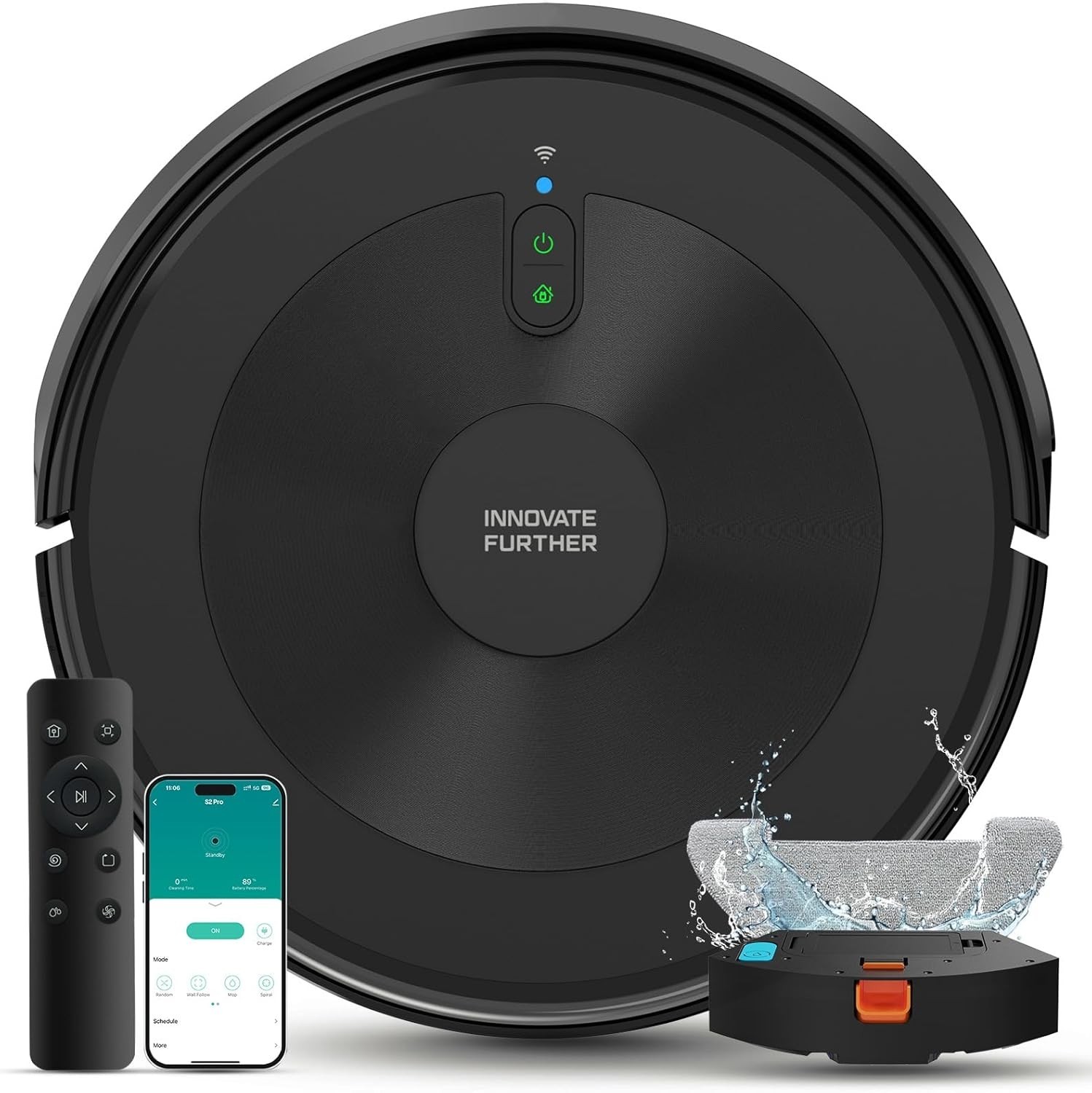 Robot Vacuum Cleaner with Mop, 4000Pa Strong Suction Robotic Vacuum 7.8cm Ultra-