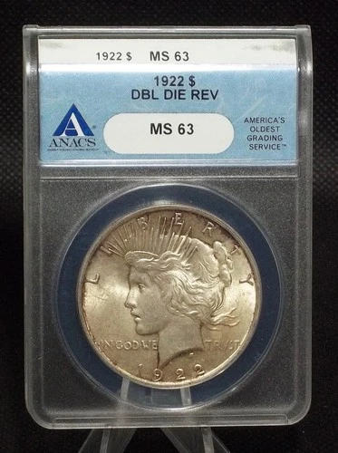 1922 Peace Silver Dollar ANACS MS 63 VAM-5.1 Tripled Leaves, I-3 R-4, #6153