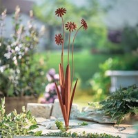 "Metall Garten Stecker \"Rostblumen\" Echt Rost Finish 100 Cm Hoch, Deko Wetterfest"