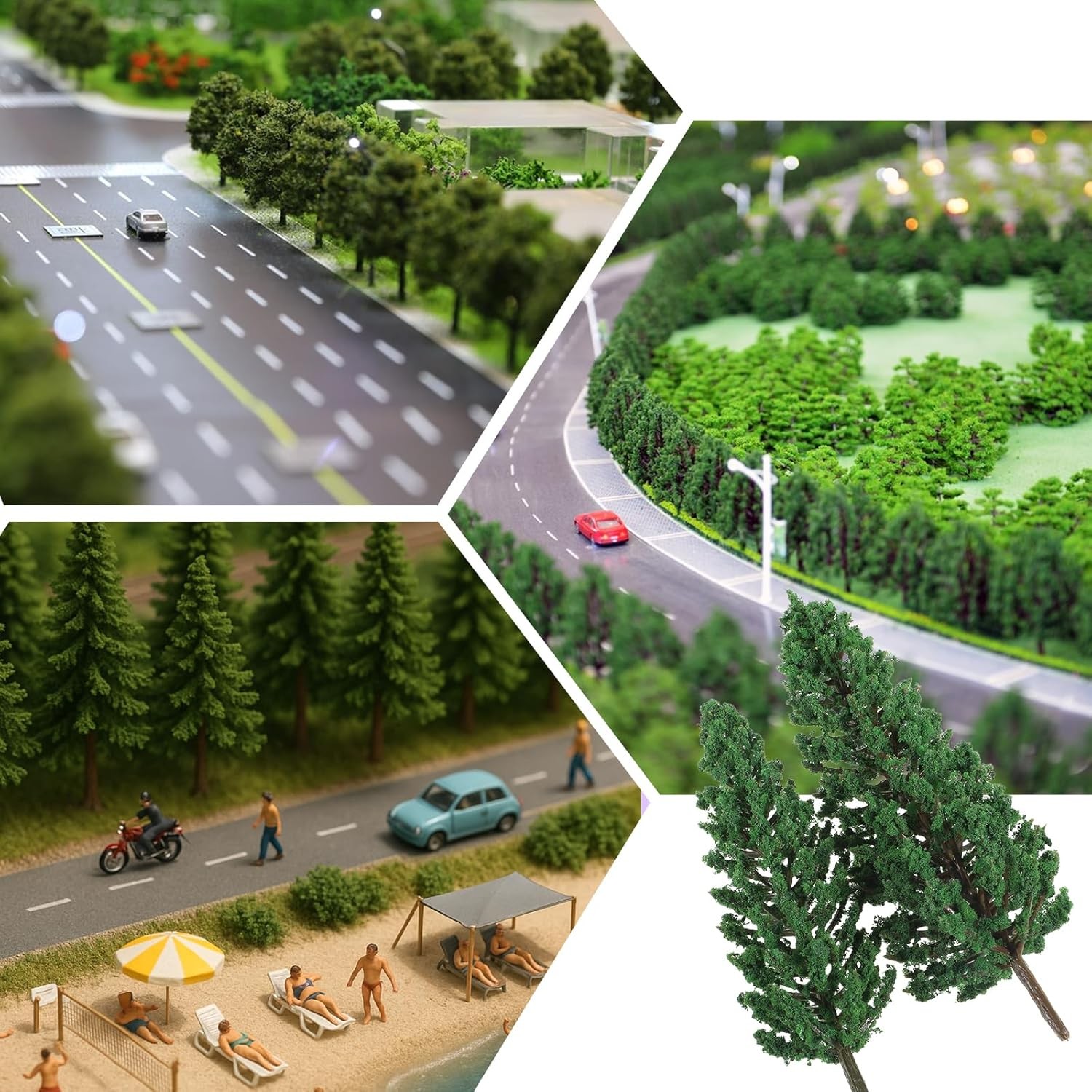 16 Pcs Model Pine Trees, 1.4-6.3 Inch Mixed Miniature Trees Diorama Green 