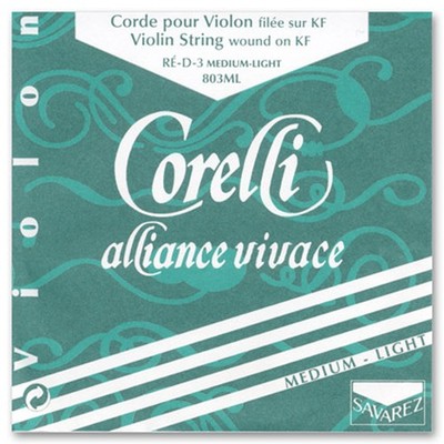 Savarez Corelli Alliance Vivace Violin D String, (Synthetic/Silver), 4/4, Light