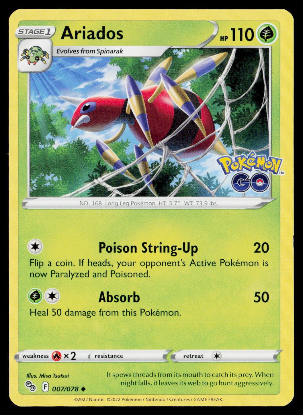 Ariados Uncommon Pokemon GO 007/078 NM