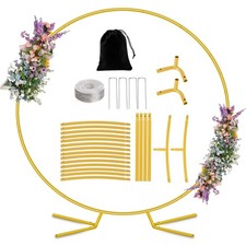 Round Arch Stand 6.6FT Circle Balloon Arch Frame Circle Backdrop Stand Gold R...
