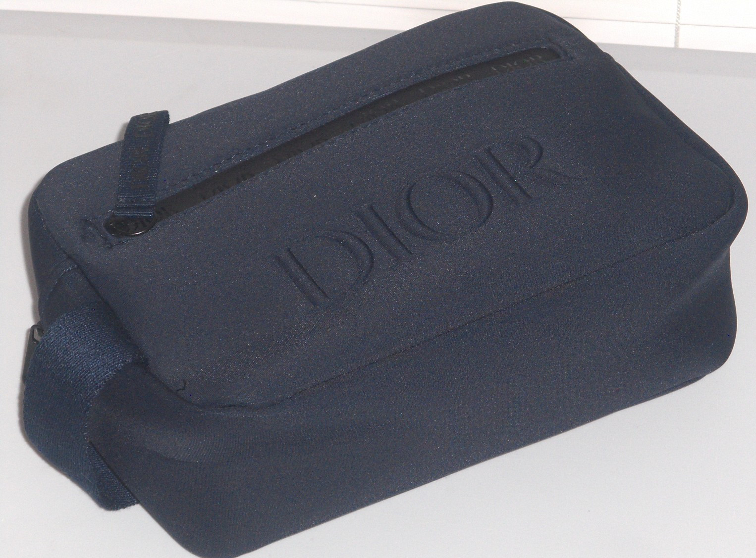 DIOR FRAGRANCES Men's Unisex Zip Toiletry Shave Travel Kit Pouch Bag, NAVY BLUE