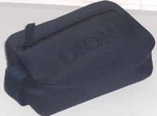 DIOR FRAGRANCES Men's Unisex Zip Toiletry Shave Travel Kit Pouch Bag, NAVY BLUE