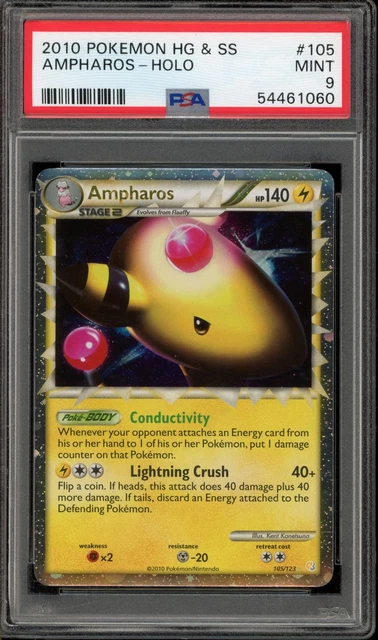 Pokemon Ampharos Prime Holo Heartgold & Soulsilver 105/123 PSA 9 Mint