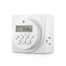 BN-LINK Dual Outlet 7-Day Programmable Digital Timer Plug (15A)