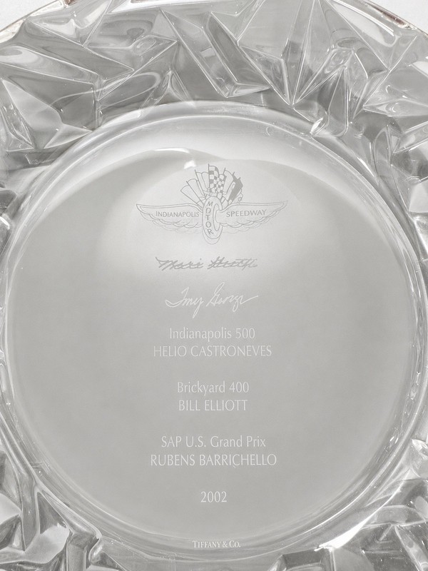Rare Tiffany & Co Indianapolis Motor Speedway Crystal Plate 2002 Indy 500 8"