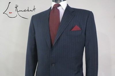 Most Recent Hickey Freeman NY Loro Piana Italy super 150 chalk stripe suit 44 L