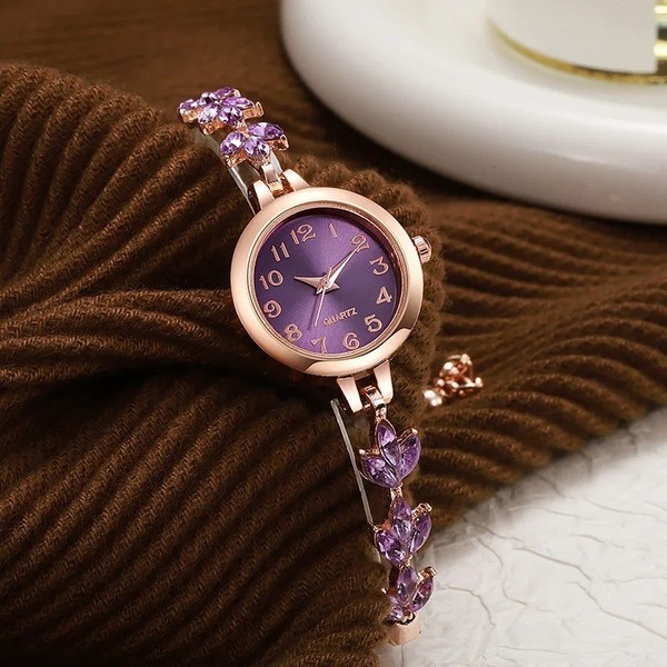 Reloj de pulsera con brazalete de cristales para mujer, elegante, de cuarzo, regalo, sin caja 3