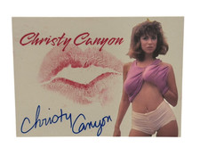 Christy Canyon Signed Kiss Card Adult Star Autograph Kiss Print Beckett Witness