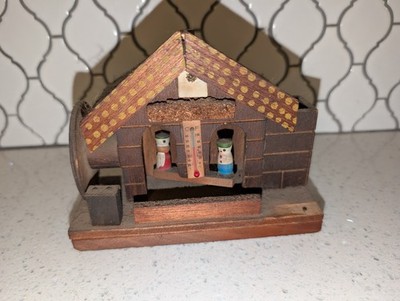 Vintage Gebrauchsanweisung Wood Germany Weather House Barometer