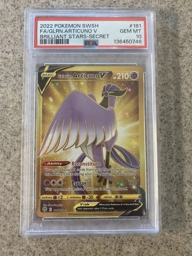 PSA 10 - Galarian Articuno V (Secret) 181/172 Swsh09: Brilliant Stars Holo