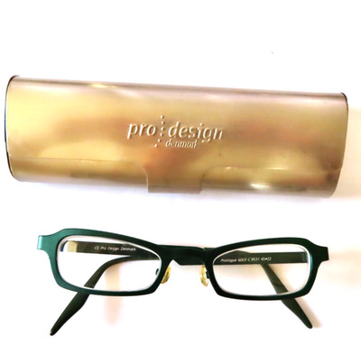 Vintage PRO DESIGN DENMARK BLUE GREEN METAL FRAME EYEGLASS  & orig case