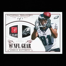 2014 Panini National Treasure Jordan Matthews Rookie NFL Gear Eagles 1/1 #RGD-JT