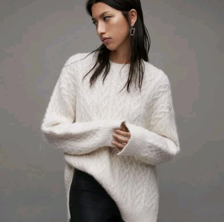 Sweat AllSaints Beige Pour Femme – Taille S, Coton Léger, état Impeccable