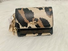 NWT Coach Klare Bag Charm With Signature Canvas with Leopard Print CCE82