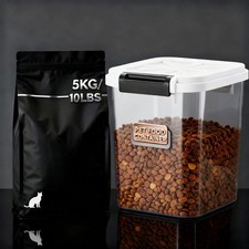 6lb Airtight Dog Food Storage Container with Scoop, White, Clear