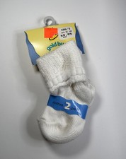 2 Pair Vintage 1996 NWT White Cotton Infant Socks Gold Bug 0-9 Months