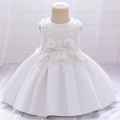 Baby Mädchen Kleid Taufe Geburtstag Party Blumig Prinzessin Ärmellos