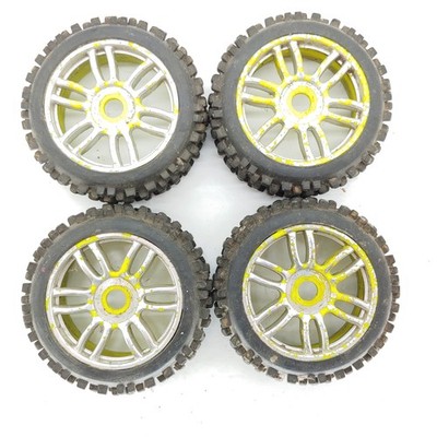 4x Proline Badlands #9021 1/8 Buggy Off-Road Tires on 17mm Hex Wheels Used