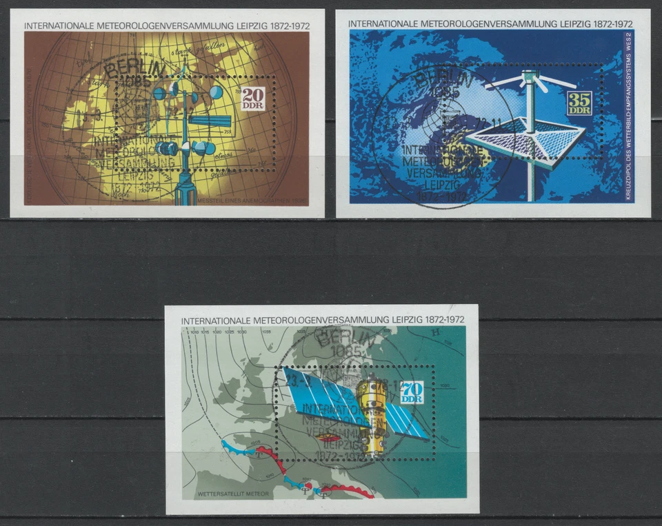 Briefmarken DDR Michel Nr. 1745 - 1747 (Block 34 - 36) Meteorologie gestempelt - Bild 1 von 1