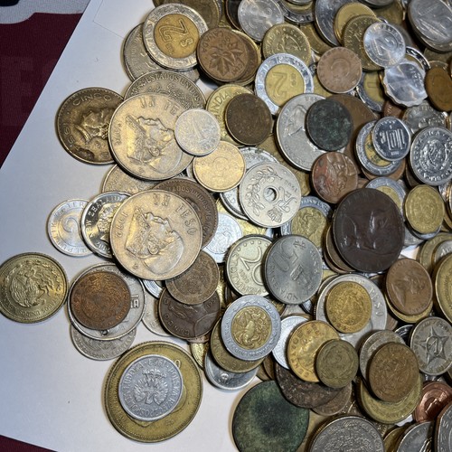 Vintage Bulk Four 4 Pounds Lbs Foreign World Coin Lot From 31 Countries - Picture 13 of 14