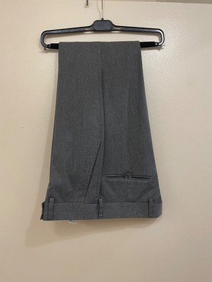 Zara Man Straight Leg Dress Pants Trouser 30x30 Charcoal Gray Flat Front Slacks