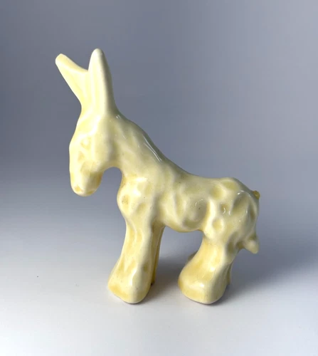 Vintage Stangl Pottery Donkey Figurine 3.5" Light Yellow Glaze 1940s