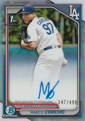 2024 Marco Corcho Bowman Chrome #CPA-MC Refractor 1st Bowman Auto /499 Dodgers