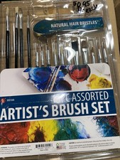 Artist brush set, 15 pcs, nip, asst lengths/tips, natural hair, free shipping