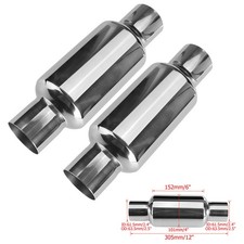 Pair 2.5 Megapower Exhaust Resonator Muffler Stainless Steel 6 Long High Flow