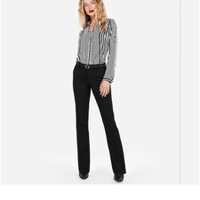 Express Dark Navy Blue Stretch Publicist Barely Boot Pants Size 10R Mid ...