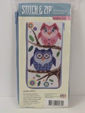 Alice Peterson Co. Stitch  Zip Needlepoint Eyeglass Case Kit SZ480 Owls