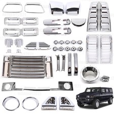 Silver Chrome Exterior Door Handle Mirror Hood Vent Trim Set For Hummer H2 03-09