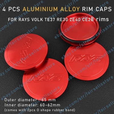 4 x 65mm für Rays Volk Rot Aluminium Nabendeckel Nabenkappen Rim Hub Cap