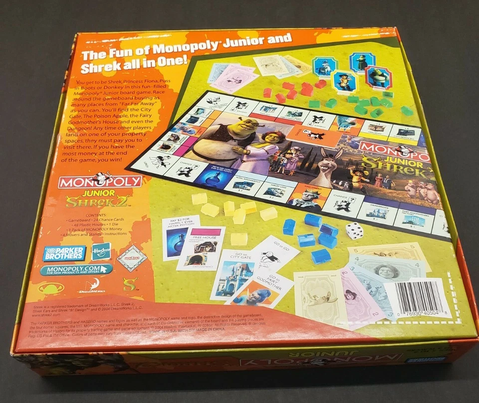Monopoly Jr. Shrek 2 Edición ~ Juego de Mesa Completo Divertido Juego Noche Familiar Foto 2 de 4