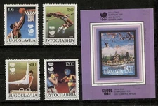 YUGOSLAVIA 1988, SPORTS: SEOUL OLYMPICS, Scott 1887-1891, MNH