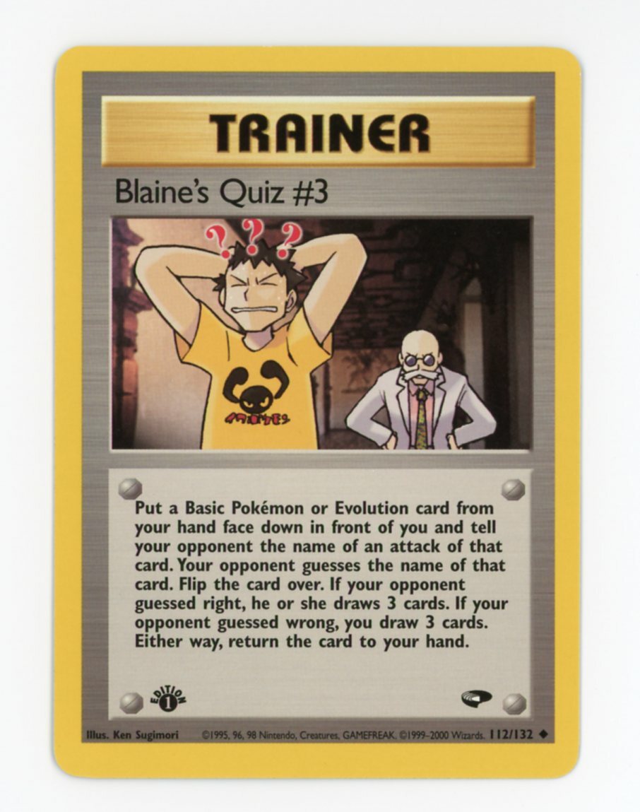 Blaine's Quiz #3 112/132 Gym Challenge 1st Edition Uncommon Pokemon - Near Mint!