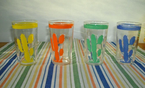 Vintage Homer Laughlin Fiesta Go-Along CACTUS 3 3/4" Juice Glasses ~Set of 4 ~
