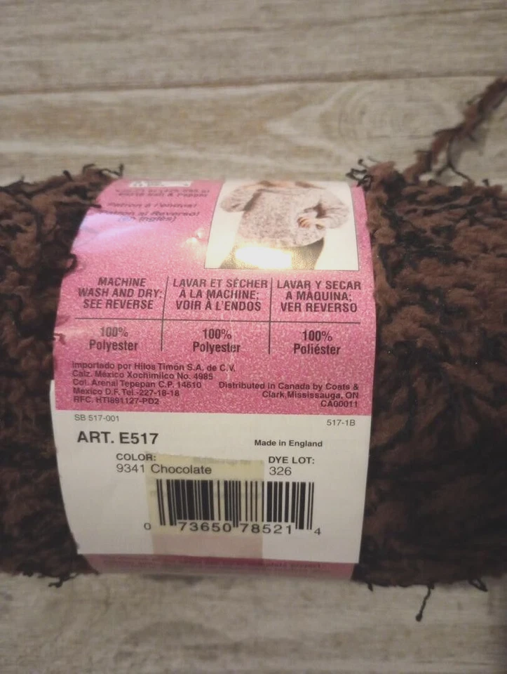 TLC macaroon yarn super bulky crochet chocolate brown #6 - Image 2 of 2