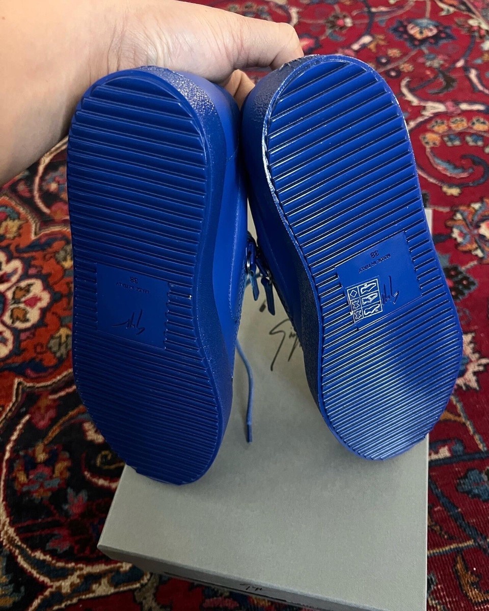 靴 Pooioo EU38/24.5cm NWB Giuseppe Zanotti Double Zip Sneakers W 38 Blue MSRP $650