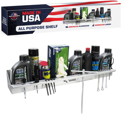 All Purpose Shelf Rack Holder Caddy - Tools, Aerosol Spray Cans, Oils, Cleaners-