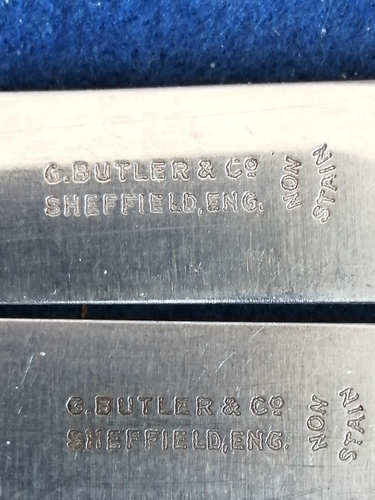 5 vintage G Butler & Co 170mm butter/fruit knives. Ivorine handles. Early 1900s. - Picture 5 of 9