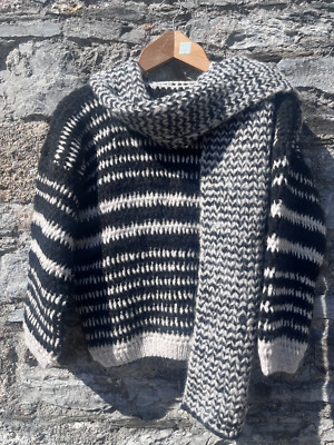 Brandneu mit Etikett Caitlin Streifen Pullover 85 % BABY ALPAKA von Inti handgestrickt Ecuador