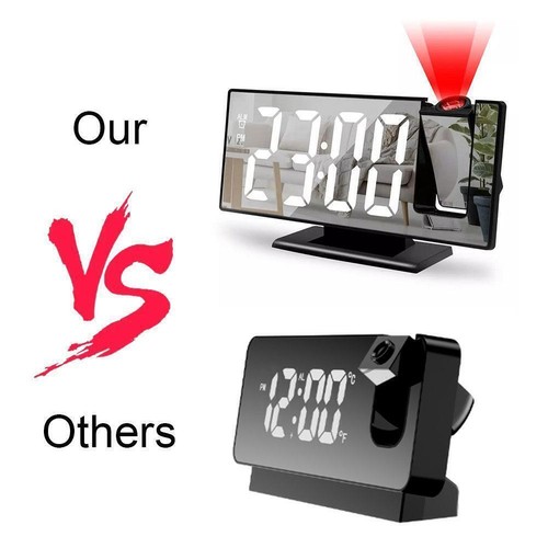 LED Digital Projector Snooze Dual Alarm Clock Projection Timer Rooms Decoration - Picture 7 of 14