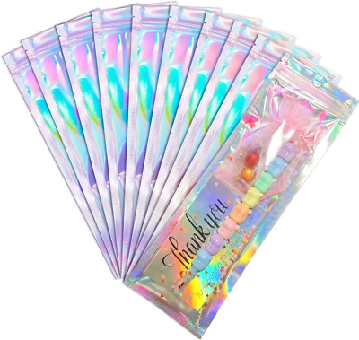 Resealable Foil Pouch Bag [100 PCS ] Great for Party Favor Food Storage (Hologra
